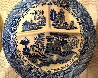 Moriyama Blue Willow Divided Grill Plate