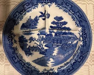 Moriyama Blue Willow Divided Grill Plate