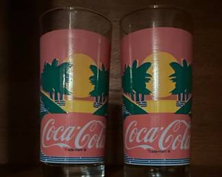 Vintage Coca-Cola Tropical Sunset Drinking Glasses