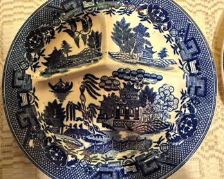Moriyama Blue Willow Divided Grill Plate