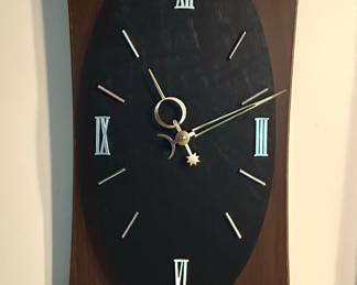 Mid-Century Modern Bulova Wall Clock with Sconces