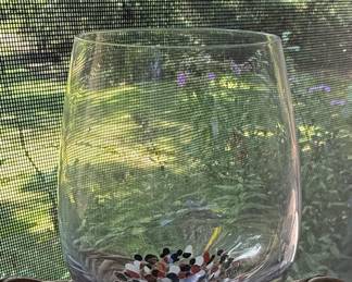 Hand Blown Confetti Stemless Wine Glass