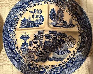 Moriyama Blue Willow Divided Grill Plate