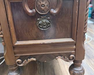 Antique Carved Mahogany Dressing Table with Mirror
