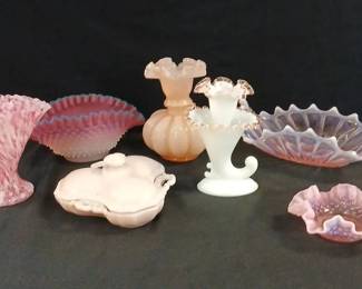 Silver Crest Milk Glass Pink Glass