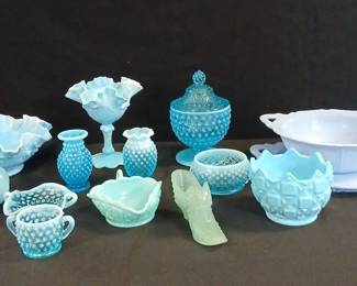 Blue Glass Hobnail Blue Milk Glass