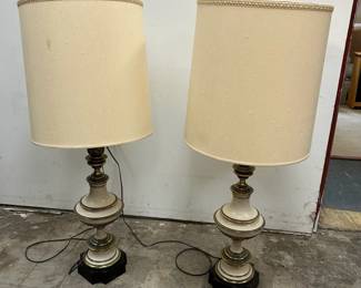 Vintage Stiffel Brass Porcelain Lamps