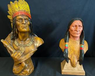 2 Vintage Native American Busts