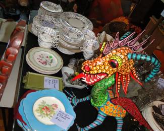 Paper Mache dragon, Wedgwood and more