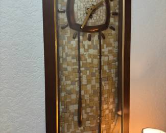 Turner Manufacturing MCM Mosaic Clock - Note: the mosaic background is a little wavy