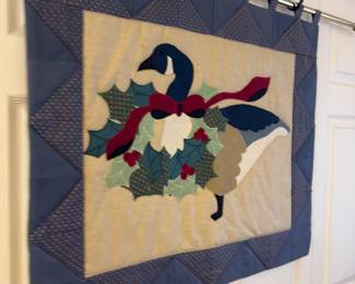Quilted Goose Fireplace Cover