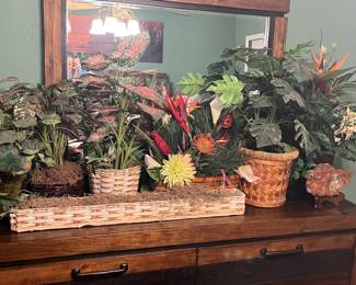 Plenty of artificial plants and flowers