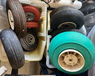 Various wheels for mowers, carts and who knows what else