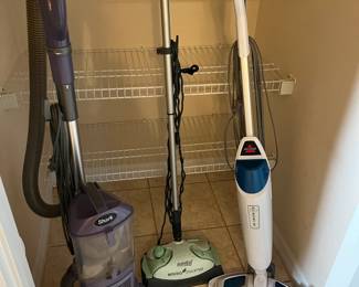 Tile steamers (2) and Shark vacuum