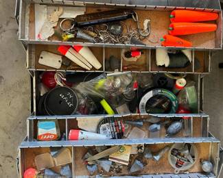 Contents of just 1 of his 7 tackle boxes- this being the oldest