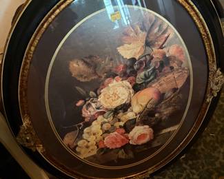 Round Victorian still life of flowers 