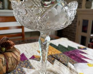 Brilliant cut glass footed compote 