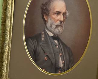 Antique print of Civil War general in gold frame 