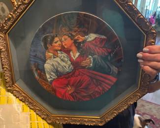 Framed gone with the  wind plate is shadow box 