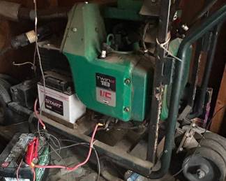 Lot #13 Onan Twin 18 I/C Air-Cooled Gas Engine Generator Green Steel Frame Wheels