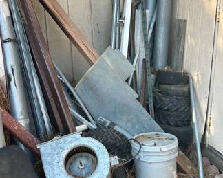 Lot #14 Mixed Scrap Metal Lot Propane Tanks Steel Pipe Sheet Metal Blower Tires