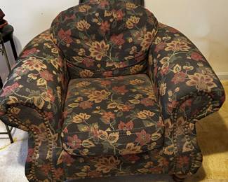 EARLY SALE. PLUSH CHAIR WITH MATCHING OTTOMAN $135.