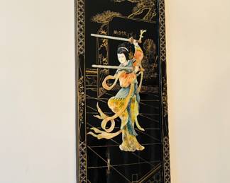 Black Lacquered Asian Panels