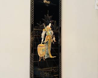 Black Lacquered Asian Panels