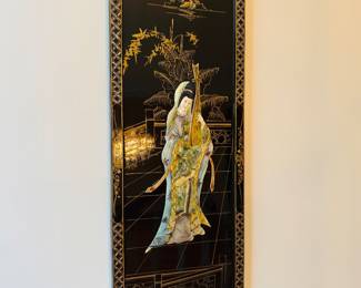 Black Lacquered Asian Panels