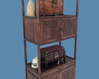 Antique Chinese Huanghuali Wood Carved Display Cabinet second image