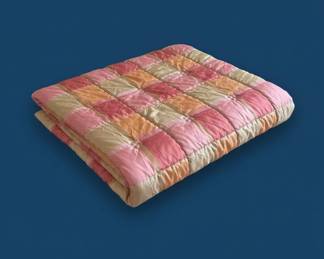 Handtied Earthy Pink and Cream Flannel Patchwork Quilt, King Size Bedspread second image