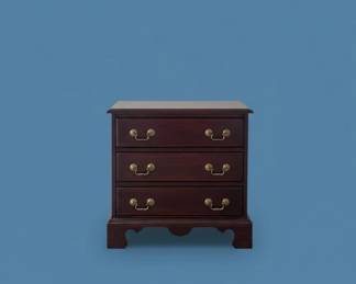 Traditional Mahogany Finish ThreeDrawer Nightstand with Bail Pulls second image