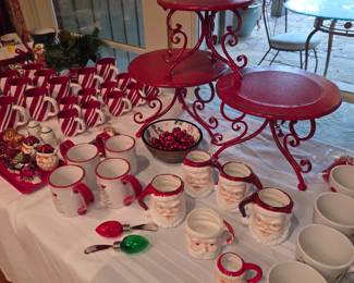 Christmas serving trays mugs decorative risers