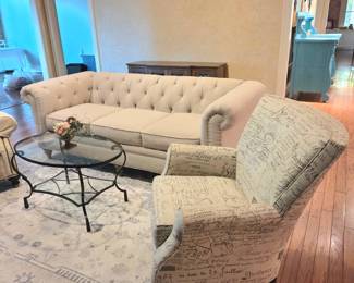 Craftmaster french script upholstered arm chair