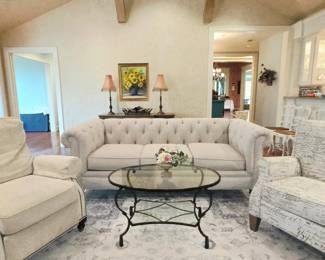 Craftmaster chesterfield rolled arm tufted upholstered sofa