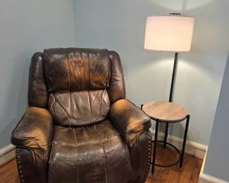 Brown leather electric recliner
