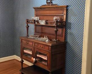 Antique carved wood sideboard buffet