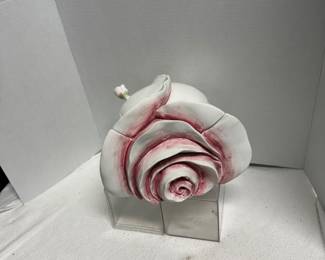 Italian Porcelain Rose-Shaped Tureen w/Lid & Ladle