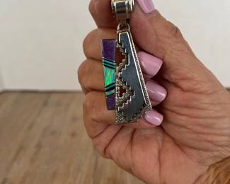 Southwestern Sterling Silver Pendant Turquoise & Opal