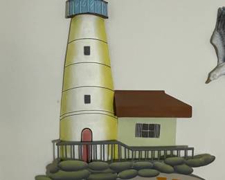Vintage Metal Lighthouse Wall Art