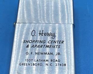 Zippo Lighter O. Henry Shopping Center Advertising