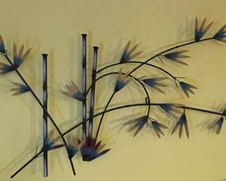 Curtis Jere Style Metal Bamboo Wall Sculpture