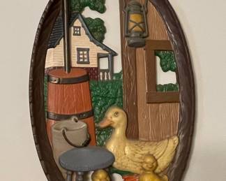 Vintage Burwood Products Oval Duck Scene Wall Plaque