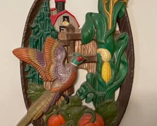 Vintage Burwood Pheasant and Corn Wall Plaque