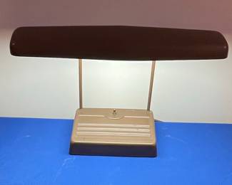Vintage Mid-Century Industrial Banker's Desk Lamp with Ribbed Base