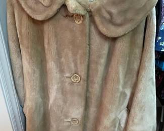 Vintage Arcade Faux Fur Coat with Decorative Buttons