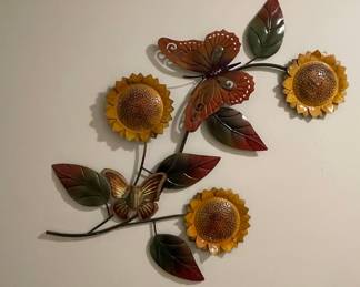 Metal Sunflower and Butterfly Wall Art