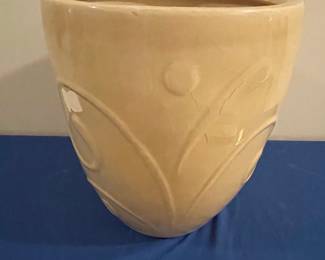 Pottery Vase #662 Ribbed Footed w Floral design