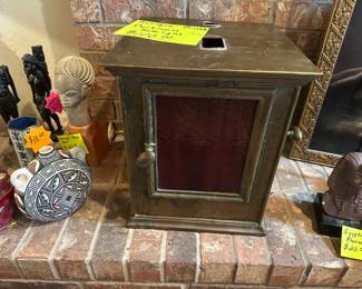 1880's Camera Safe Red Light in Brass and heavy Red Glass Inserts