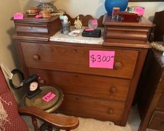 Nice Wood Chest with Marble Top and side Drawers